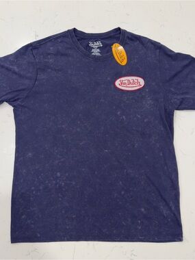 Von Dutch Navy Washed Logo Crew Tee